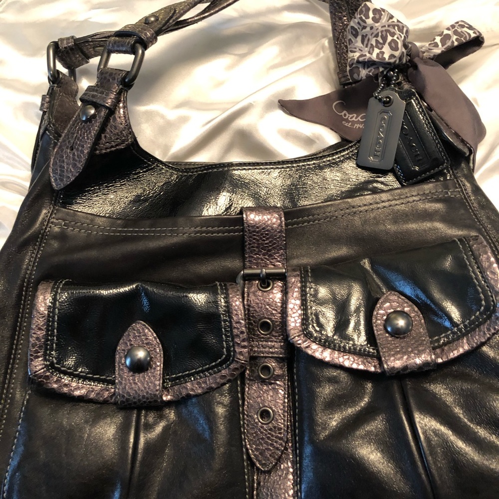Coach black and silver shoulder bag